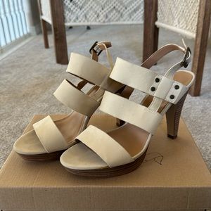 Franco Sarto White Strappy Heels Size 8.5